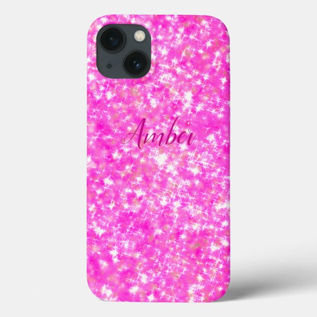 Hot Pink Sparkle Glitter Elegant Personalised Case-Mate iPhone Case (Back)