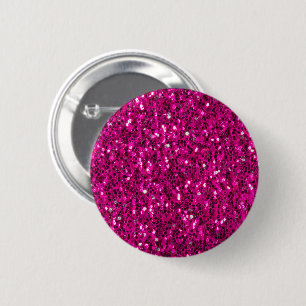 Hot pink sparkles faux glitter 6 cm round badge