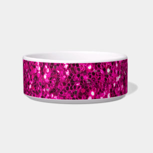 Hot pink sparkles faux glitter bowl