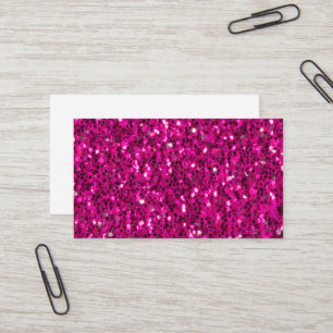 Hot pink sparkles faux glitter business card