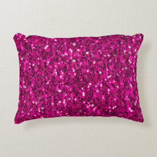 Hot pink sparkles faux glitter decorative cushion