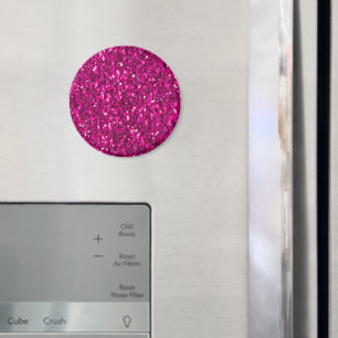 Hot pink sparkles faux glitter magnet