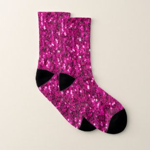 Hot pink sparkles faux glitter socks