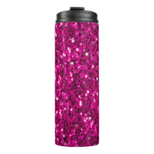 Hot pink sparkles faux glitter thermal tumbler