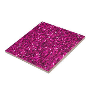 Hot pink sparkles faux glitter tile