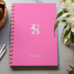 Hot Pink Split Year Spiral Weekly Planner<br><div class="desc">Simple personal stationery 2025  annual/weekly planner featuring bold split year digits. Annual planner (12 months) with open monthly overviews and weekly planning sheets. Cover in a curated selection of modern colours. Contact for assistance in personalising or creating special colour combination.</div>