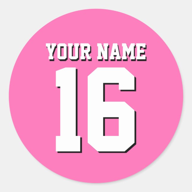 Hot Pink Sporty Team Jersey Classic Round Sticker (Front)