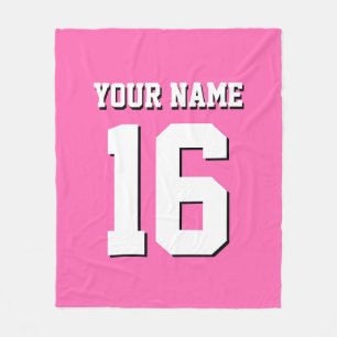Hot Pink Sporty Team Jersey Fleece Blanket