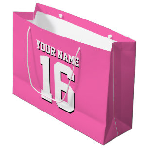 Hot Pink Sporty Team Jersey Large Gift Bag