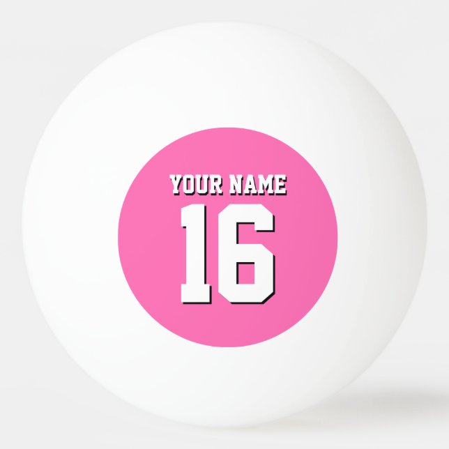 Hot Pink Sporty Team Jersey Ping Pong Ball (Front)