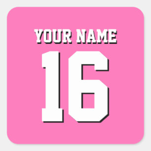 Hot Pink Sporty Team Jersey Square Sticker