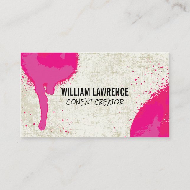 Hot Pink Spray Paint | Grungy Background Artistic Business Card (Front)