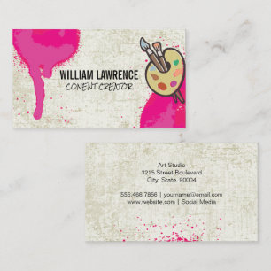 Hot Pink Spray Paint   Paint Brush Art Business Card