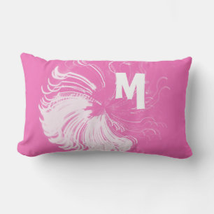 Hot Pink Squiggle Monogram Lumbar Cushion