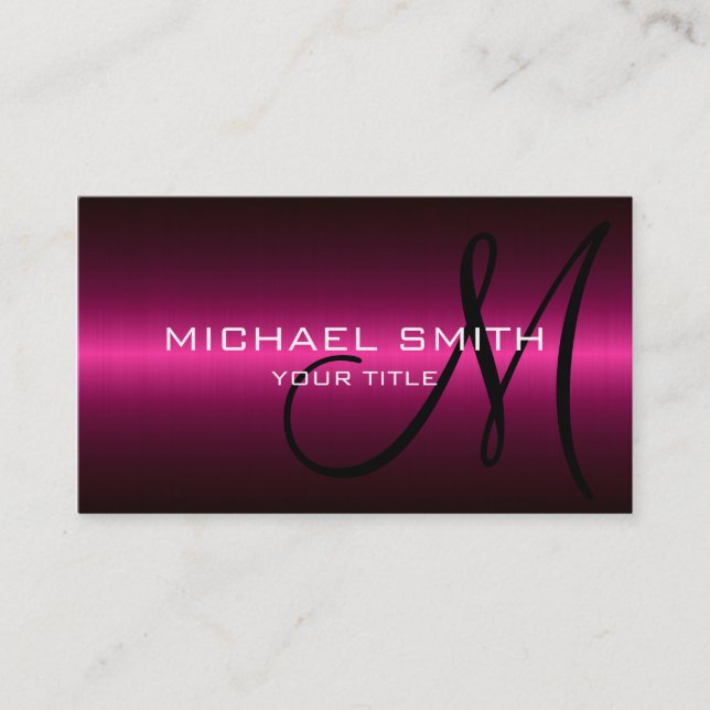Hot Pink Stainless Metal Professional Business Card (Front)