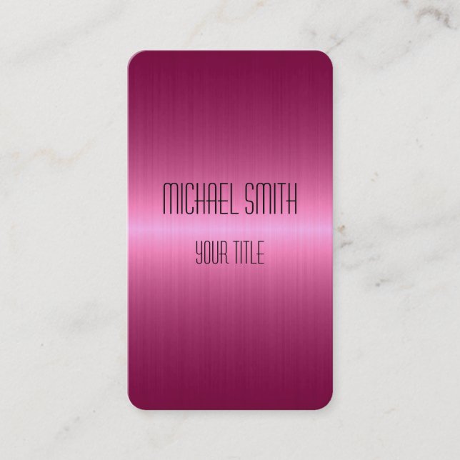 Hot Pink Stainless Steel Metal Business Card (Front)