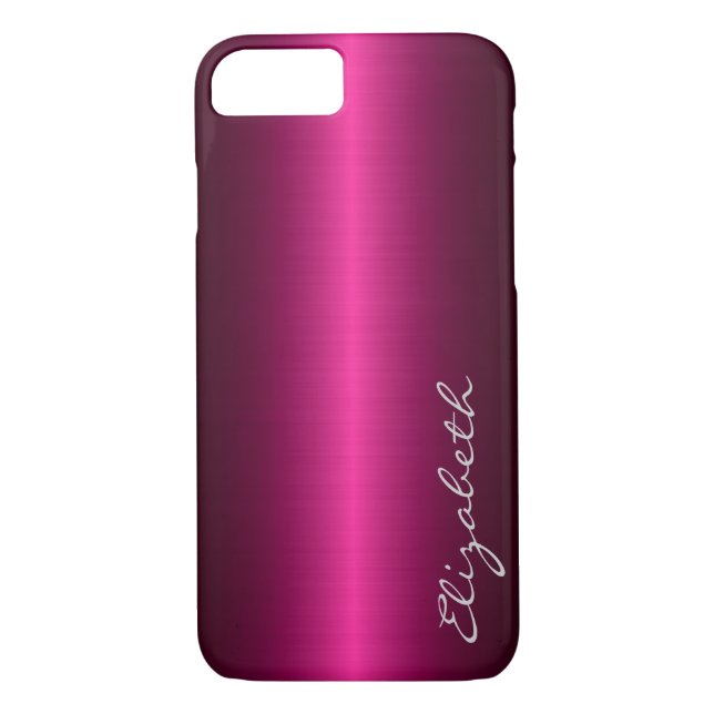 Hot Pink Stainless Steel Metal Look Case-Mate iPhone Case (Back)