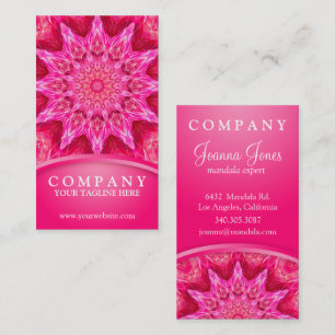 Hot Pink Star Flower mandala Business Card