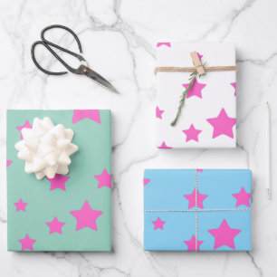 Hot pink star girls Any background colour Wrapping Paper Sheet