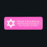 Hot Pink Star of David Bat Mitzvah Return Address<br><div class="desc">Send your Bat Mitzvah invites,  rsvp envelope cards and thank you cards with these hot pink return label stickers . Editable templates so you can change font and size.</div>