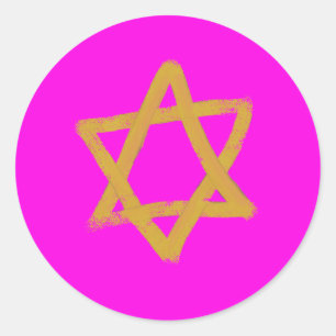 Hot Pink Star of David Stickers