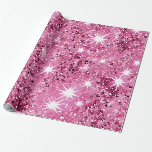 Hot Pink Stars Glitter Wrapping Paper