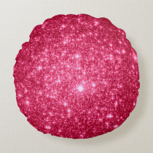 Hot Pink Stars Round Pillow