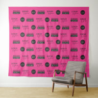 Hot pink step and repeat 3 Company Sponsor logos