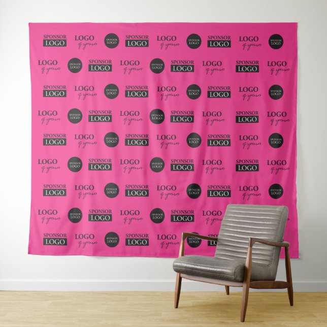 Hot pink step and repeat 3 Company Sponsor logos Tapestry (In Situ (Horizontal))