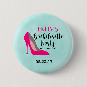 Hot Pink Stiletto High Heel Bachelorette Party 6 Cm Round Badge