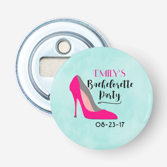 Hot Pink Stiletto High Heel Bachelorette Party Bottle Opener (Front)
