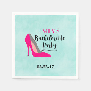 Hot Pink Stiletto High Heel Bachelorette Party Napkin