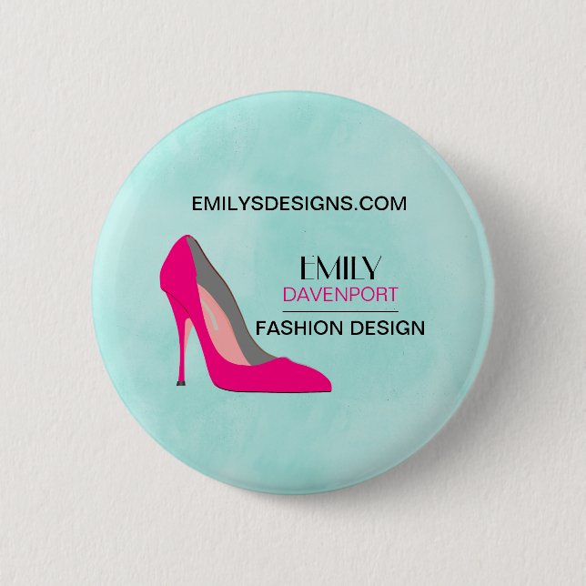 Hot Pink Stiletto High Heel Shoe Chic Business 6 Cm Round Badge (Front)