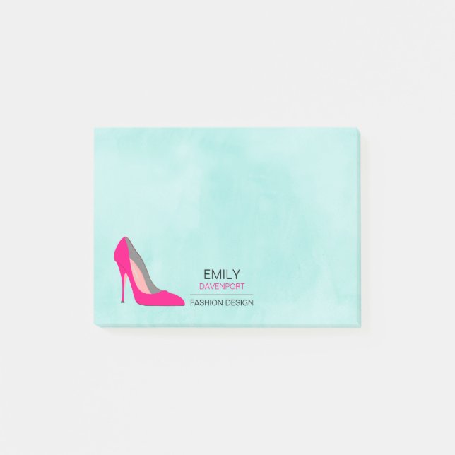 Hot Pink Stiletto High Heel Shoe Chic Business Post-it Notes (Front)