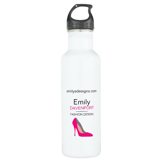 Hot Pink Stiletto High Heel Shoe Chic Personalised 710 Ml Water Bottle (Front)