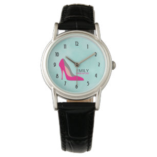 Hot Pink Stiletto High Heel Shoe Chic Personalised Watch