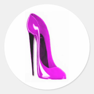hot pink stiletto shoe classic round sticker
