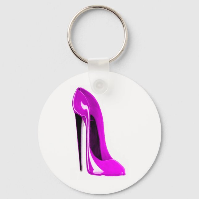 hot pink stiletto shoe key ring (Front)
