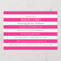 Hot Pink Striped Bachelorette Party Invitations