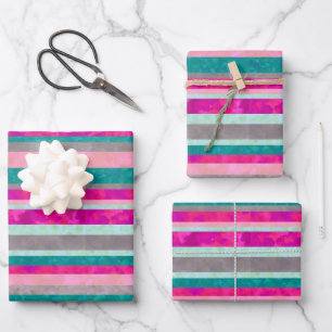 Hot Pink Striped Gift Wrap