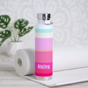 Hot Pink Stripes Custom Water Bottle