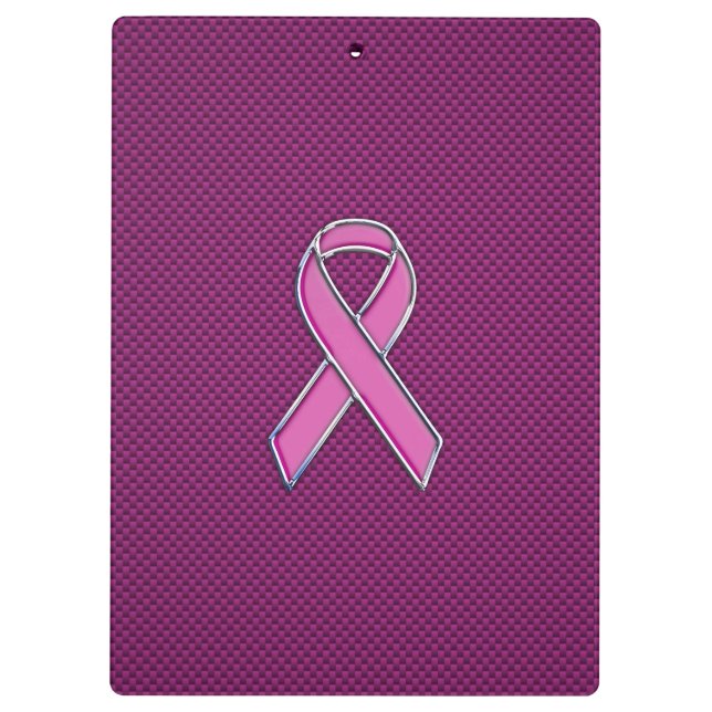Hot Pink Style Ribbon Awareness Carbon Fiber Clipboard (Back)