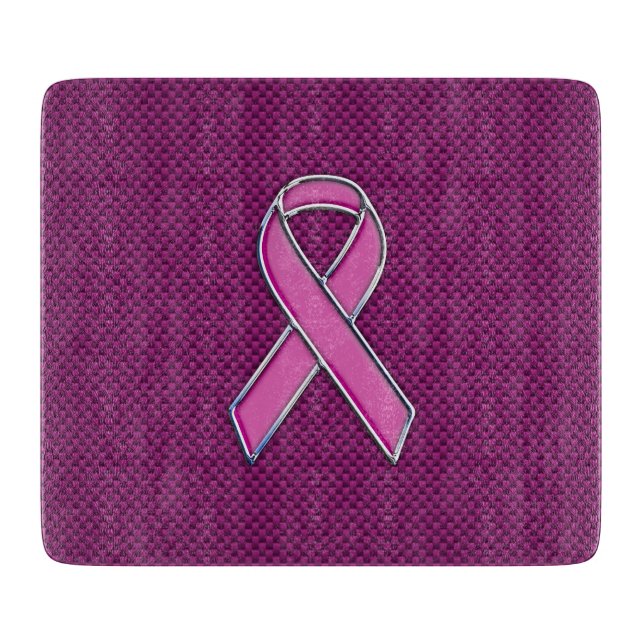 Hot Pink Style Ribbon Awareness Carbon Fiber Cutting Board (Front)