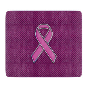Hot Pink Style Ribbon Awareness Carbon Fibre Cutting Board