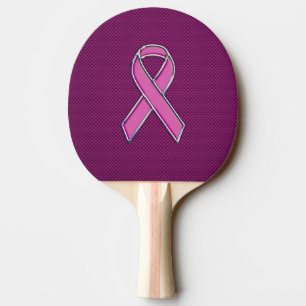 Hot Pink Style Ribbon Awareness Carbon Fibre Ping Pong Paddle