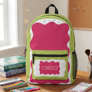 Hot Pink Stylish Girly Back to School Printed Backpack