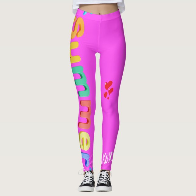 Hot Pink Summer Fun Leggings (Front)