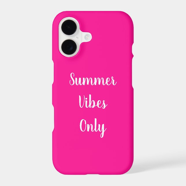 Hot Pink Summer Vibes Only Typography iPhone Case (Back)
