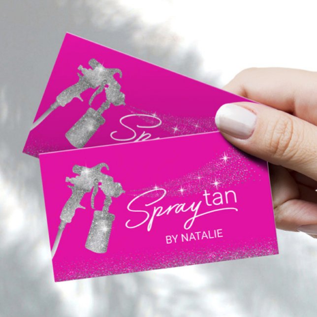 Hot Pink Sunless Tanning Mobile Spray Tan Business Card (Creator Uploaded)