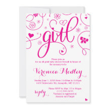 Hot Pink Super Girly Baby Shower Invitation